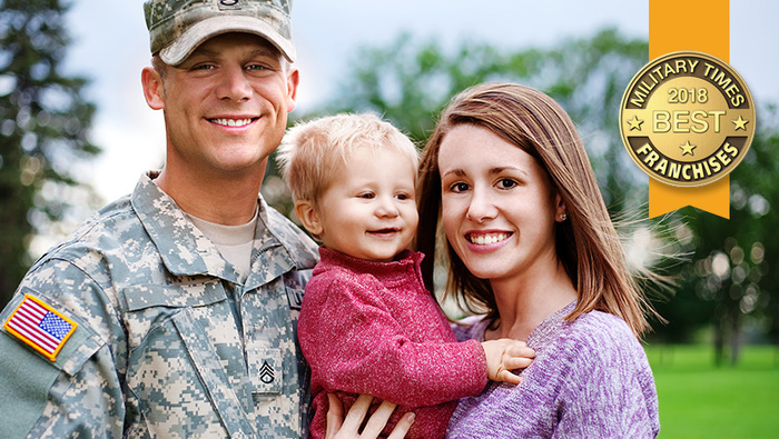 Military family with child with Best Military Times Best Franchises 2018