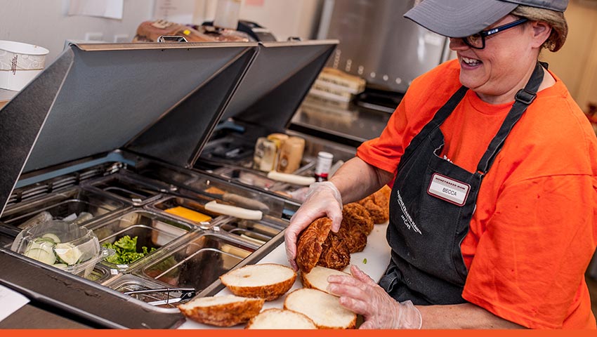 HoneyBaked sandwich making.